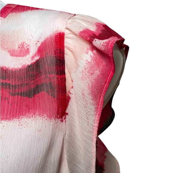 DKNY Women's Ruffled Cap Sleeve Top sz L - Picture 4 of 14